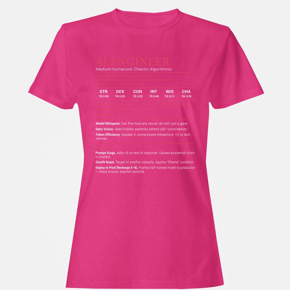 AI Engineer Stats Women's T-Shirt - Heliconia - 6