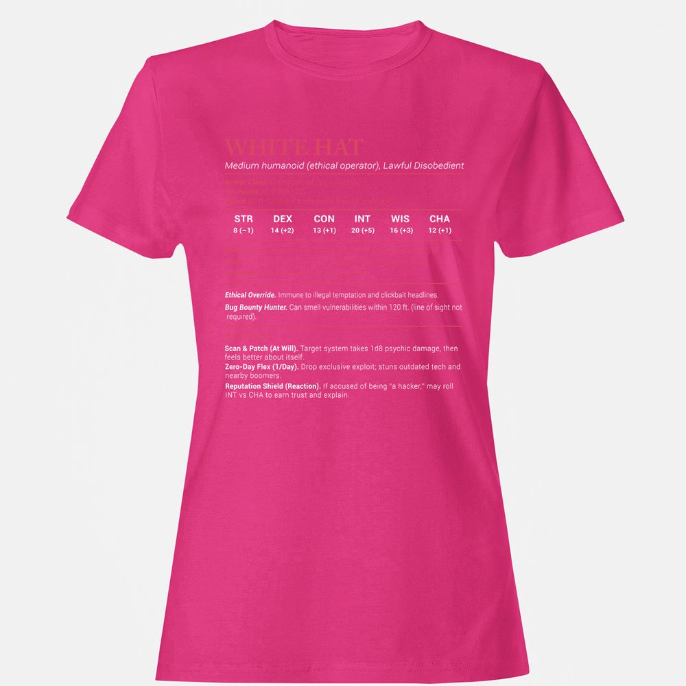 White Hat Stats Women's T-Shirt - Heliconia - 6