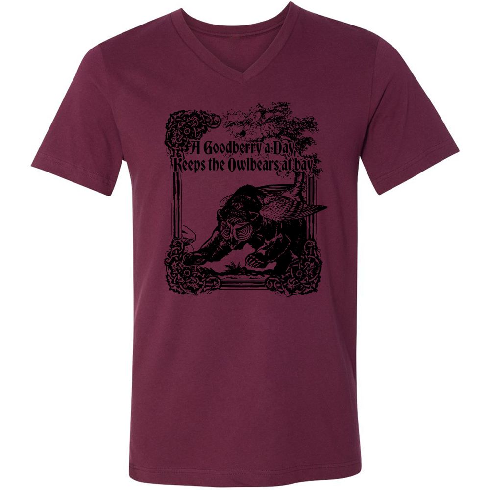 A Goodberry A Day Keeps The Owlbears At Bay Unisex V-Neck T-Shirt - Maroon - 6