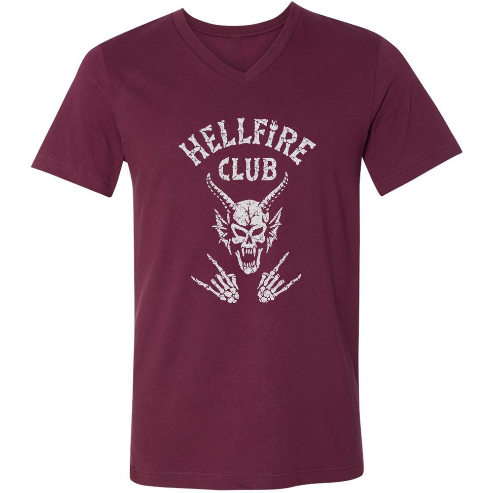 Hellfire Club Unisex V-Neck T-Shirt - Maroon - 6