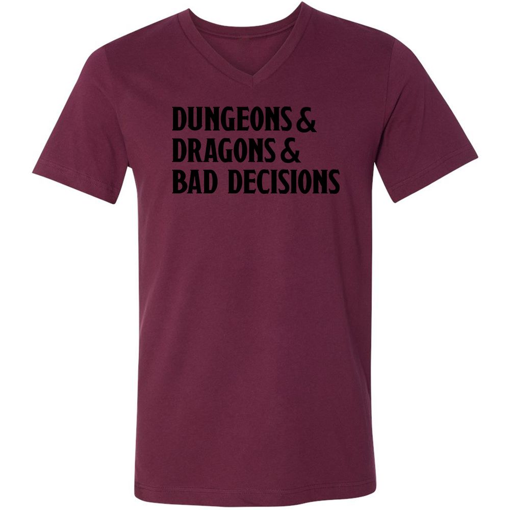 Bad Decisions Unisex V-Neck T-Shirt - Maroon - 6