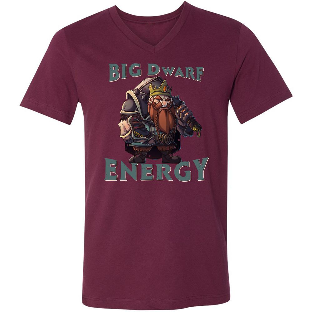 Big Dwarf Energy Unisex V-Neck T-Shirt - Maroon - 6
