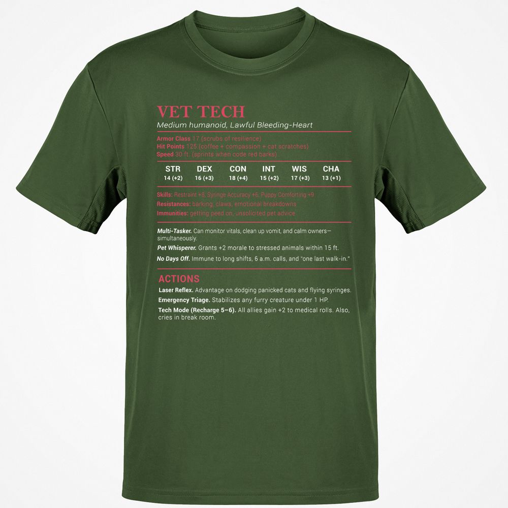 Vet Tech Stats Classic Unisex T-Shirt - Military Green - 6