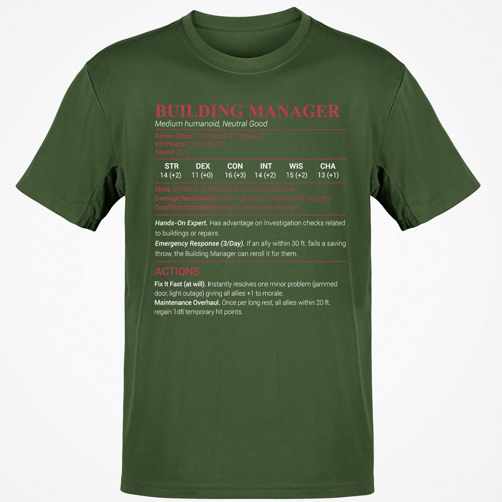 Building Manager Classic Unisex T-Shirt - Military Green - 6