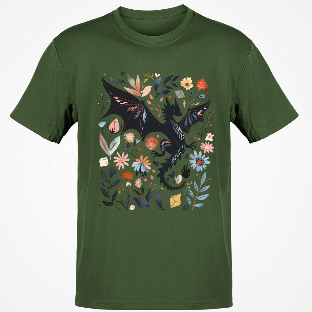 Floral DnD Dragon - Military Green - 6