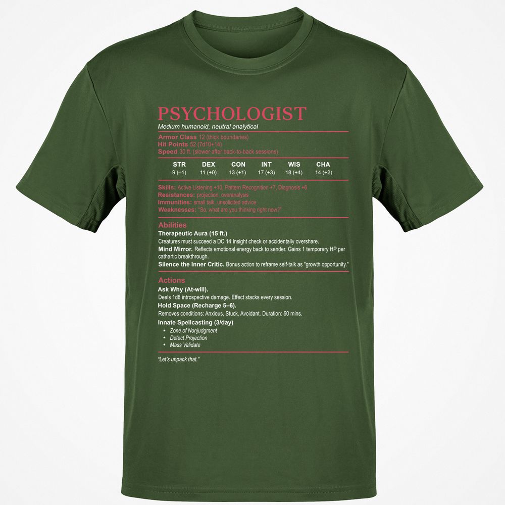 Psychologist Stats Classic Unisex T-Shirt - Military Green - 6
