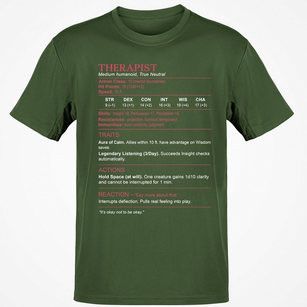 Therapist Stats Classic Unisex T-Shirt - Military Green - 6