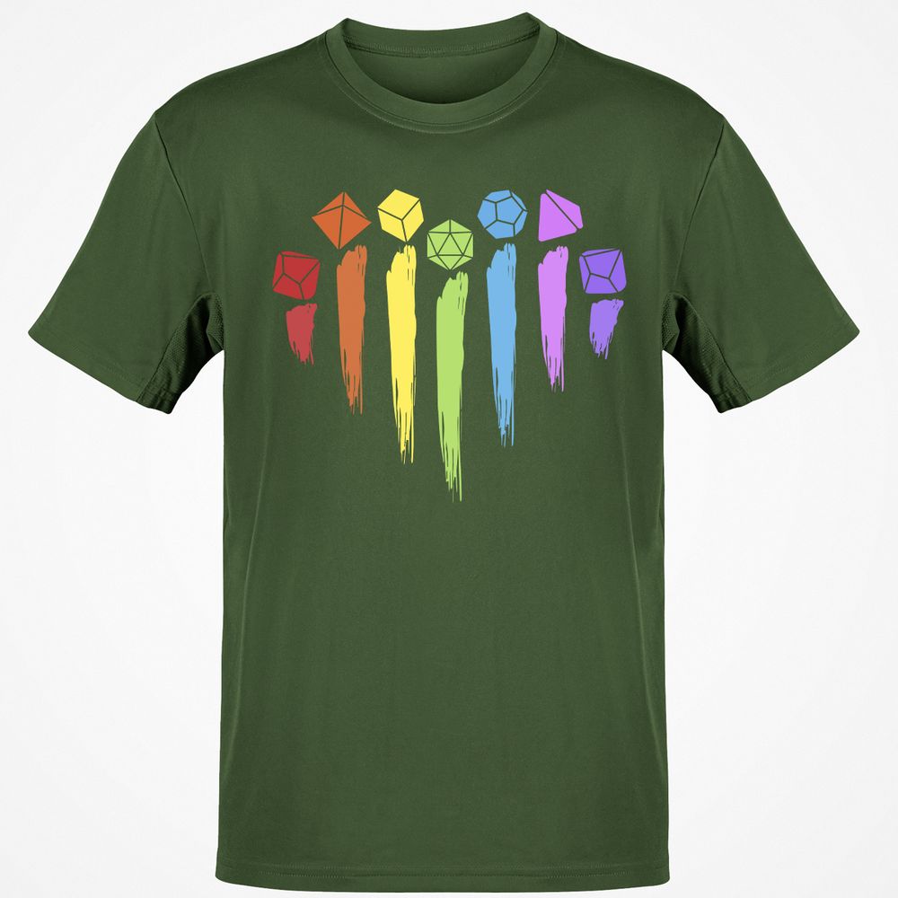 Dice Rainbow Heart Shape T-Shirt - Military Green - 6