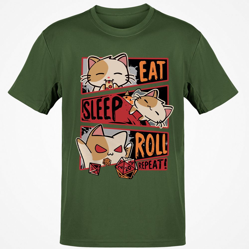Eat Sleep Roll Repeat Classic Unisex T-Shirt - Military Green - 6