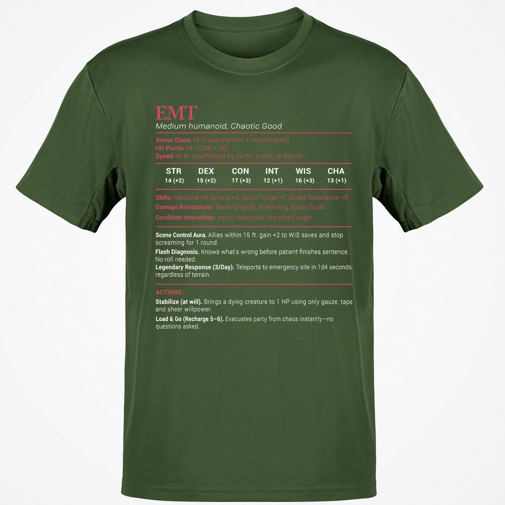 EMT Stats Classic Unisex T-Shirt - Military Green - 6