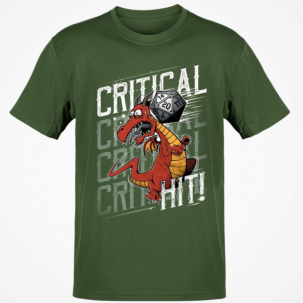 Funny Dragon Critical Hit Classic Unisex T-Shirt - Military Green - 6