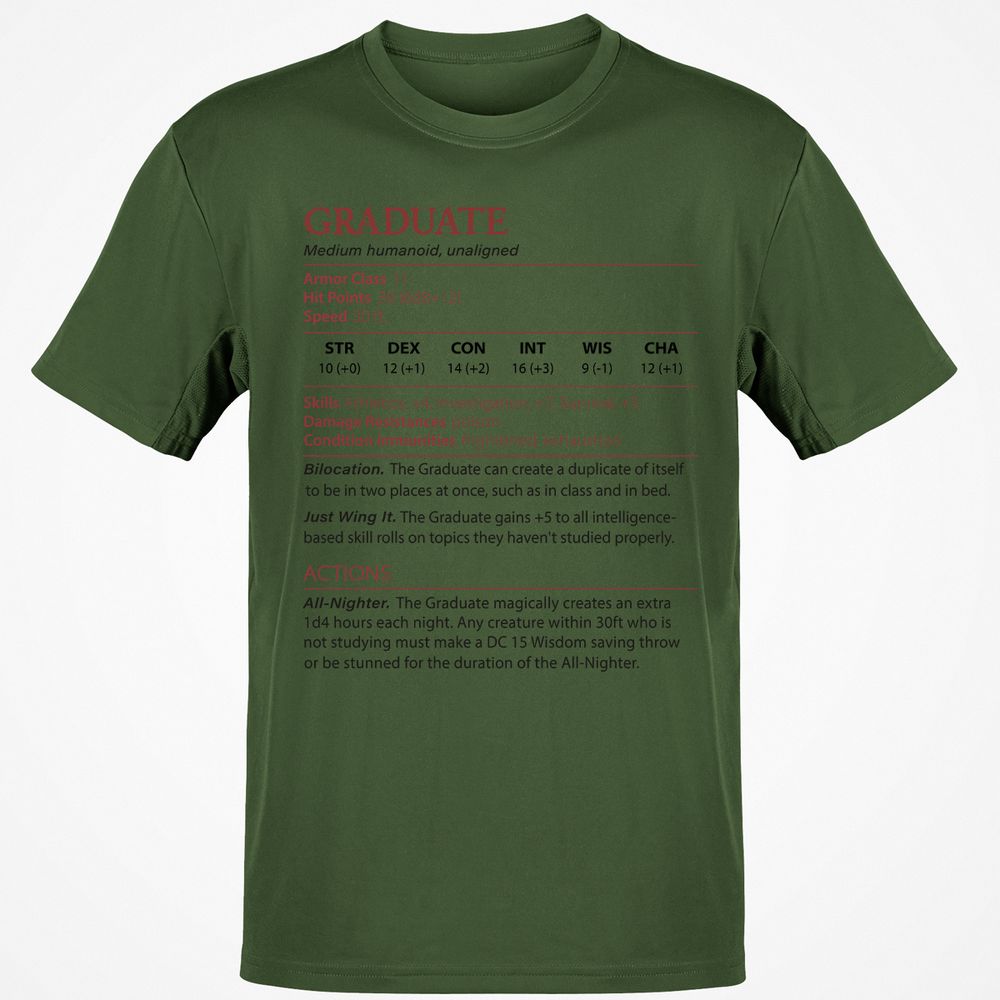 Graduate Stats Classic Unisex T-Shirt - Military Green - 6
