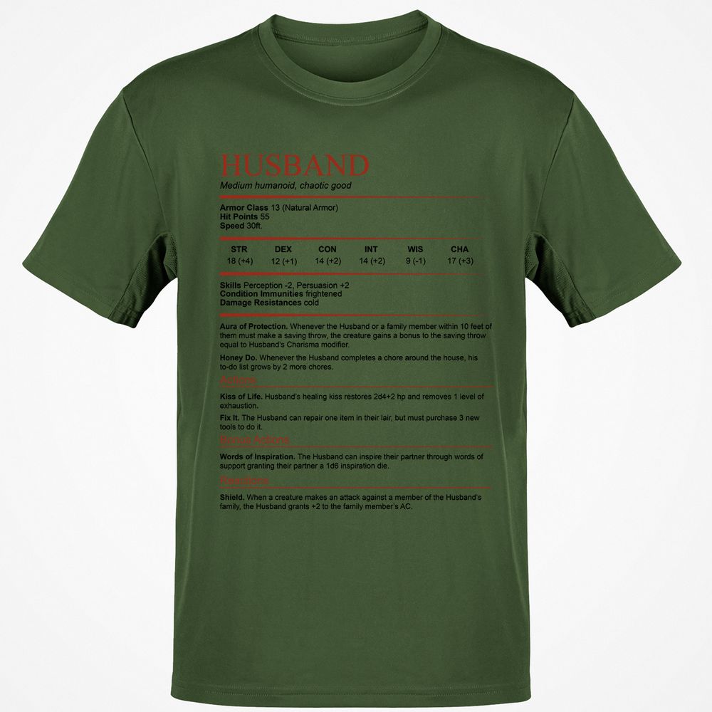 Husband White Classic Unisex T-Shirt - Military Green - 6