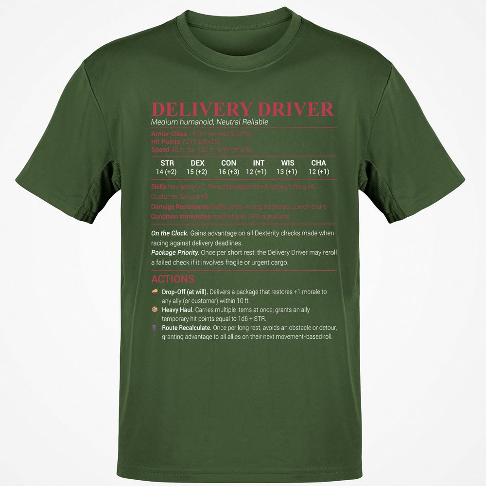 Delivery Driver Classic Unisex T-Shirt - Military Green - 6