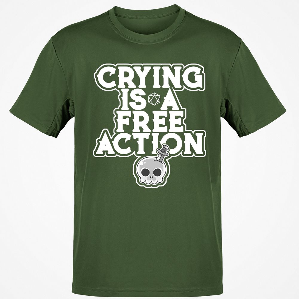 Crying Is A Free Action T-Shirt - Military Green - 6