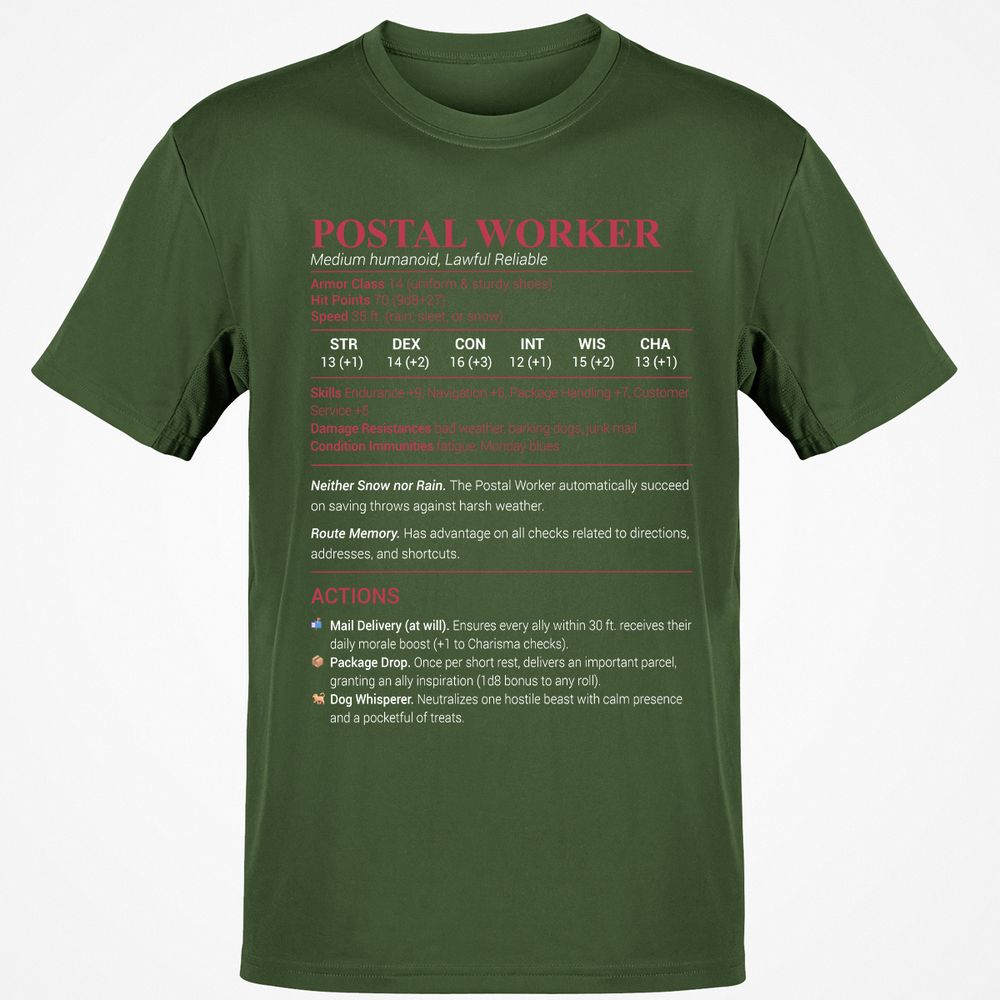 Postal Worker Classic Unisex T-Shirt - Military Green - 6