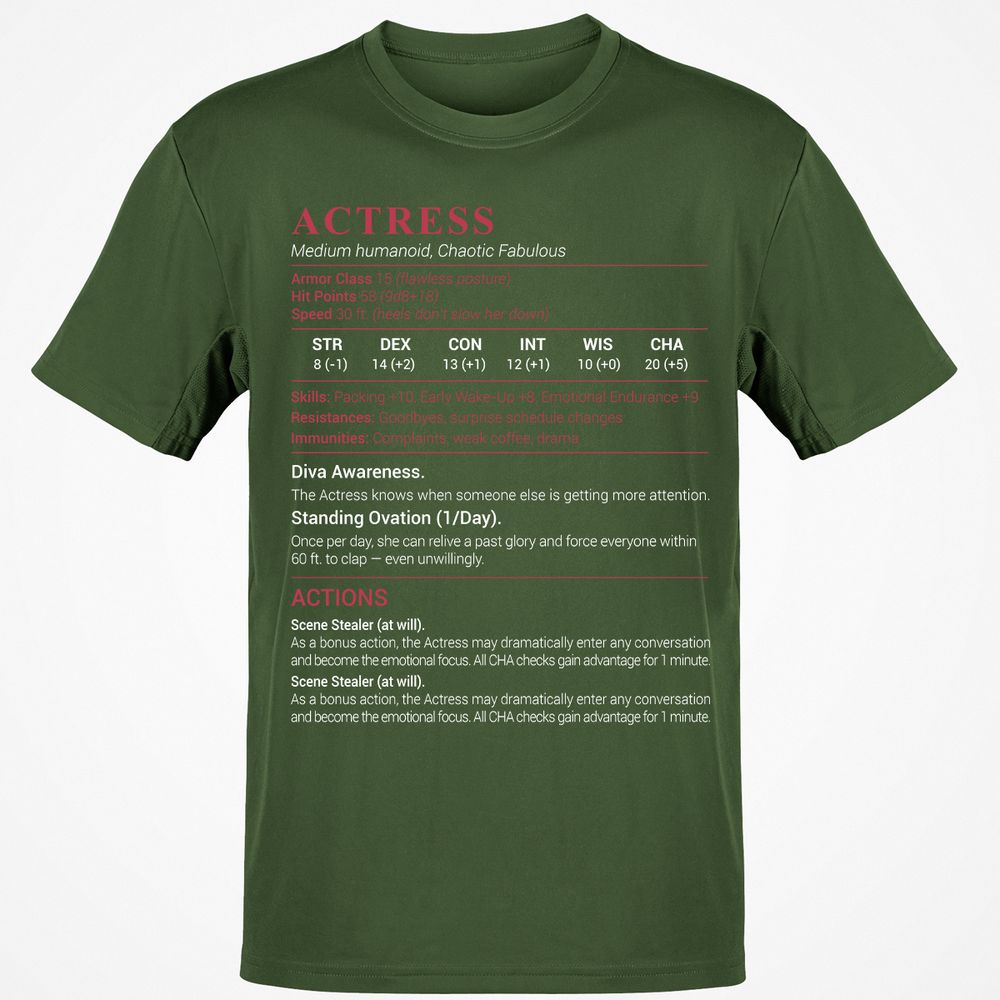 Actress Stats Classic Unisex T-Shirt - Military Green - 6