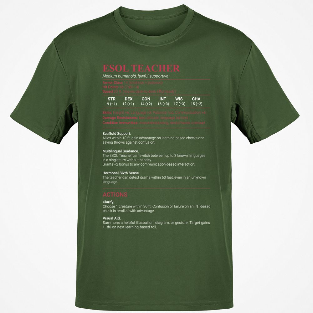 ESOL Teacher Classic Unisex T-Shirt - Military Green - 6