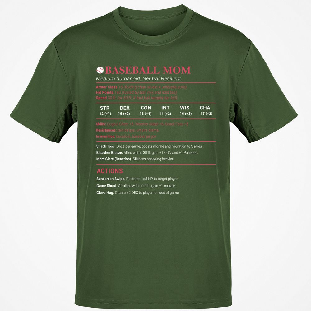 Baseball Mom Classic Unisex T-Shirt - Military Green - 6