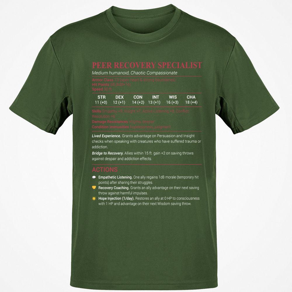 Peer Recovery Specialist Classic Unisex T-Shirt - Military Green - 6