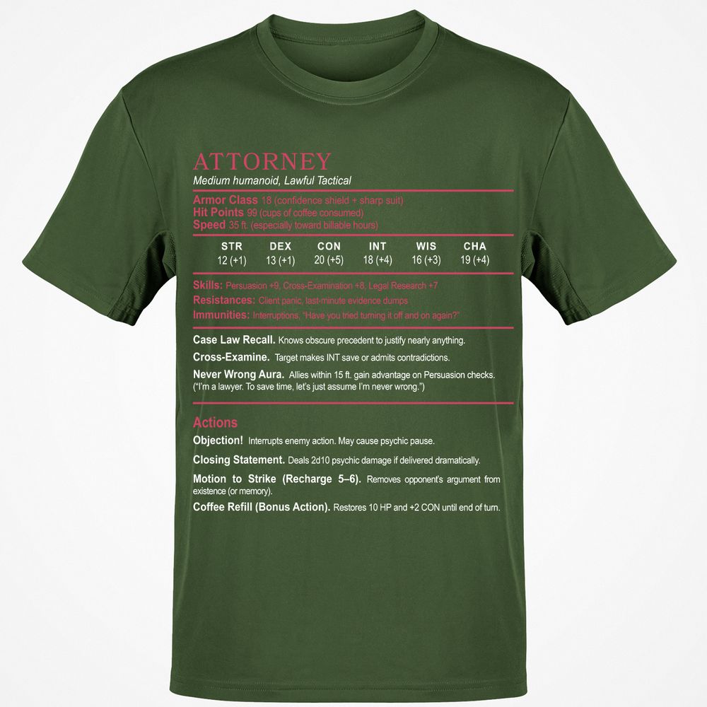 Attorney Classic Unisex T-Shirt - Military Green - 6