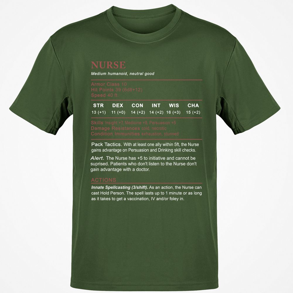 Nurse Stats 2 Classic Unisex T-Shirt - Military Green - 6