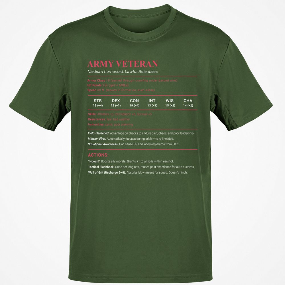 Army Veteran Classic Unisex T-Shirt - Military Green - 6