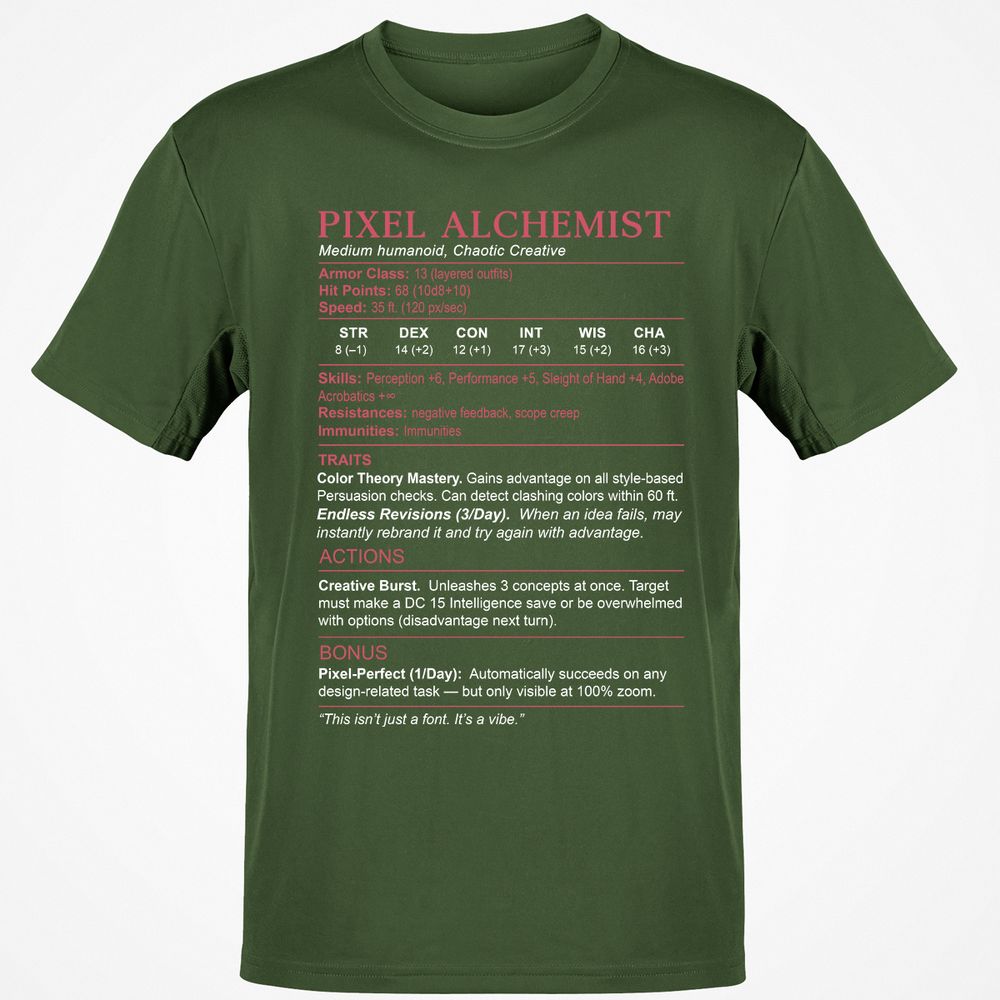 Designer Stats (Pixel Alchemist) Classic Unisex T-Shirt - Military Green - 6