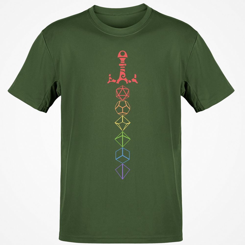 Rainbow Dice Sword LGBT T-Shirt - Military Green - 6