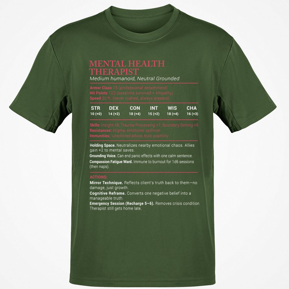 Mental Health Therapist Stats Classic Unisex T-Shirt - Military Green - 6