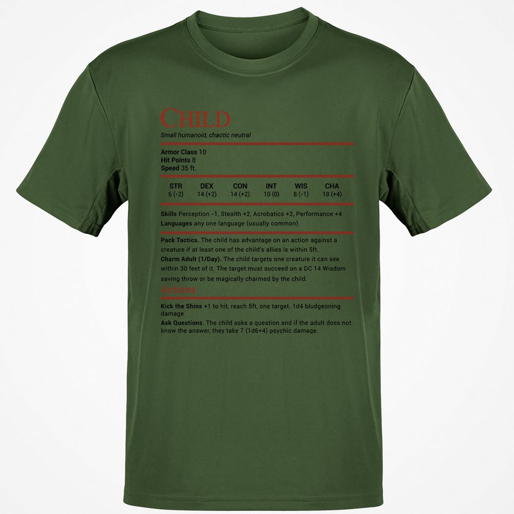 Child Stats Classic Unisex T-Shirt - Military Green - 6