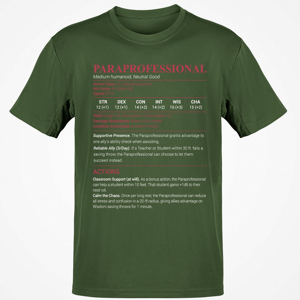 Paraprofessional Classic Unisex T-Shirt - Military Green - 6