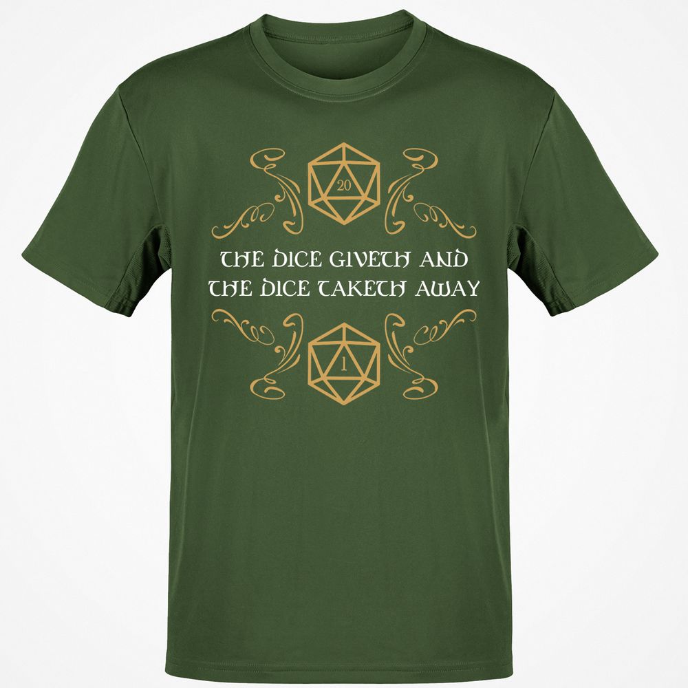 The Dice Giveth and Taketh Away Natural 20 and Critical Fail T-Shirt - Military Green - 6