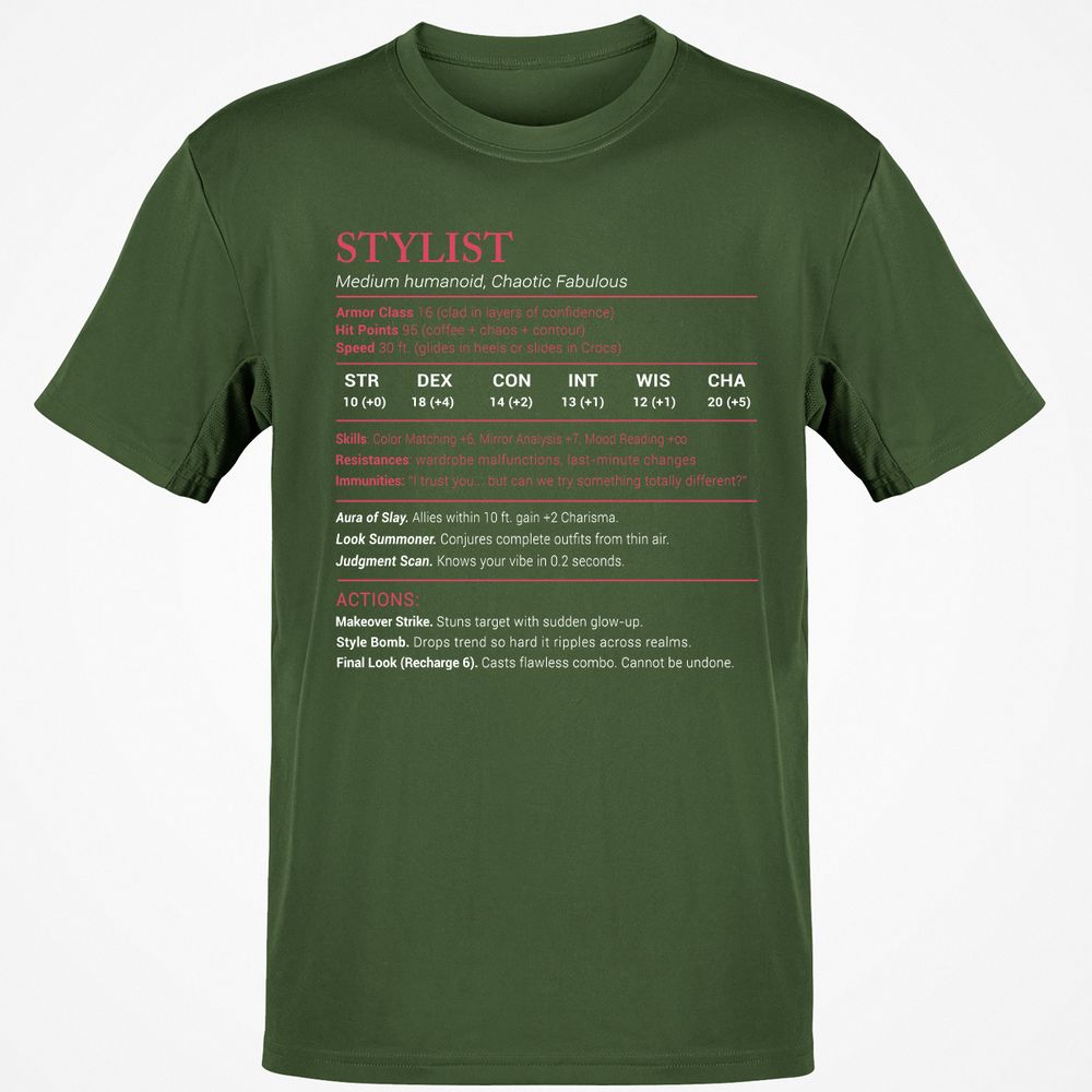 Stylist Stats Classic Unisex T-Shirt - Military Green - 6