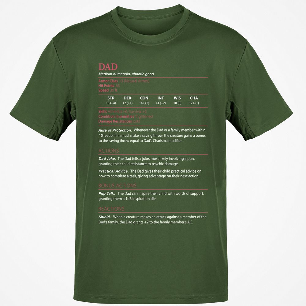 Dad Stats Classic Unisex T-Shirt - Military Green - 6