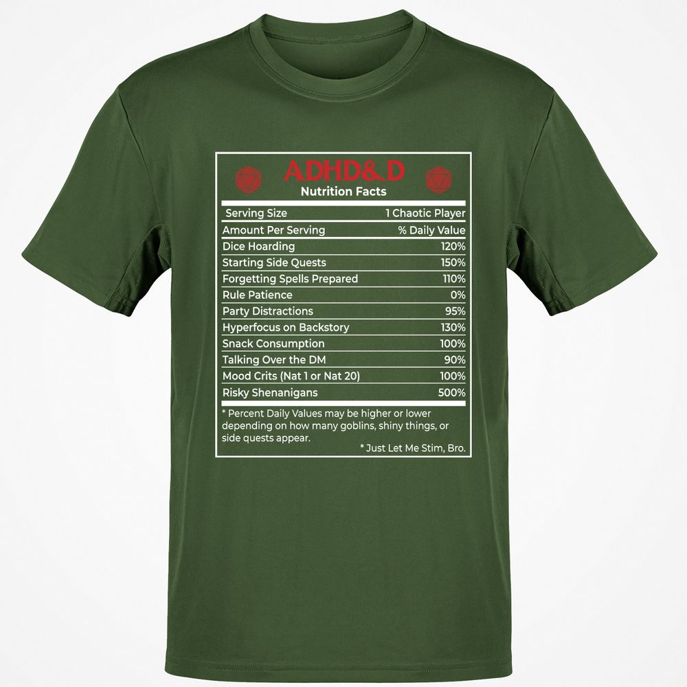 ADHD&D Nutrition Facts Classic Unisex T-Shirt - Military Green - 6