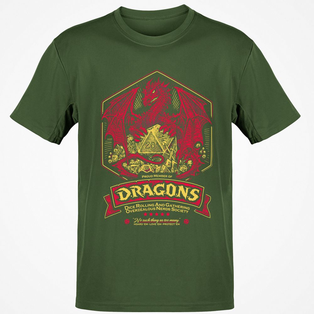 Fantasy Dragon With Dice - Military Green - 6