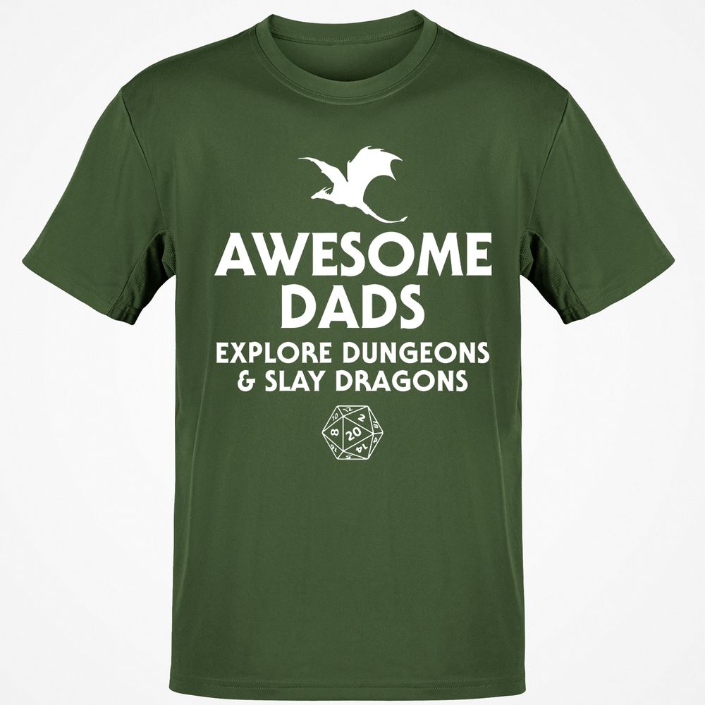 Awesome Dads Slay Dragons T-Shirt - Military Green - 6