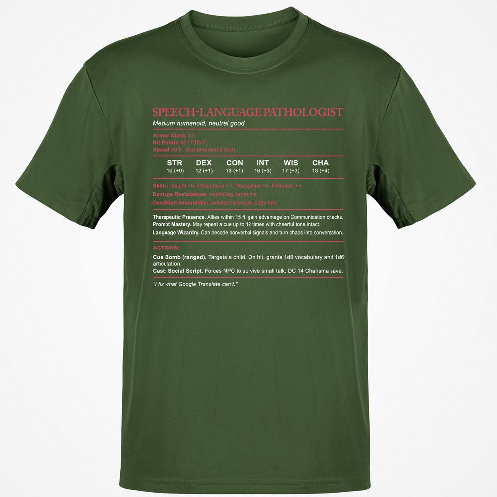 Speech Language Pathologist Stats Classic Unisex T-Shirt - Military Green - 6