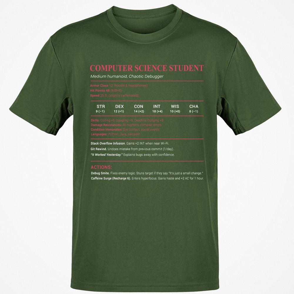 Computer Science Student Classic Unisex T-Shirt - Military Green - 6