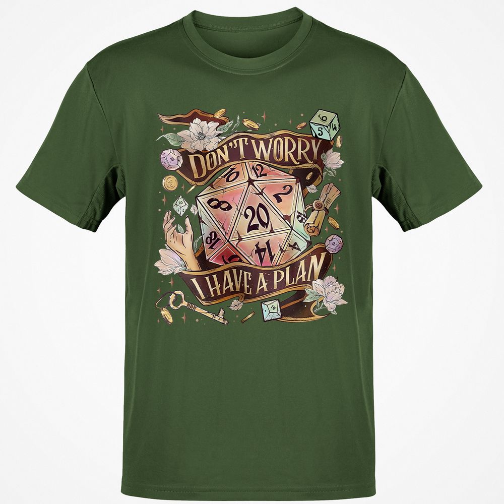 Floral Don't Worry I Have A Plan Classic Unisex T-Shirt - Military Green - 6