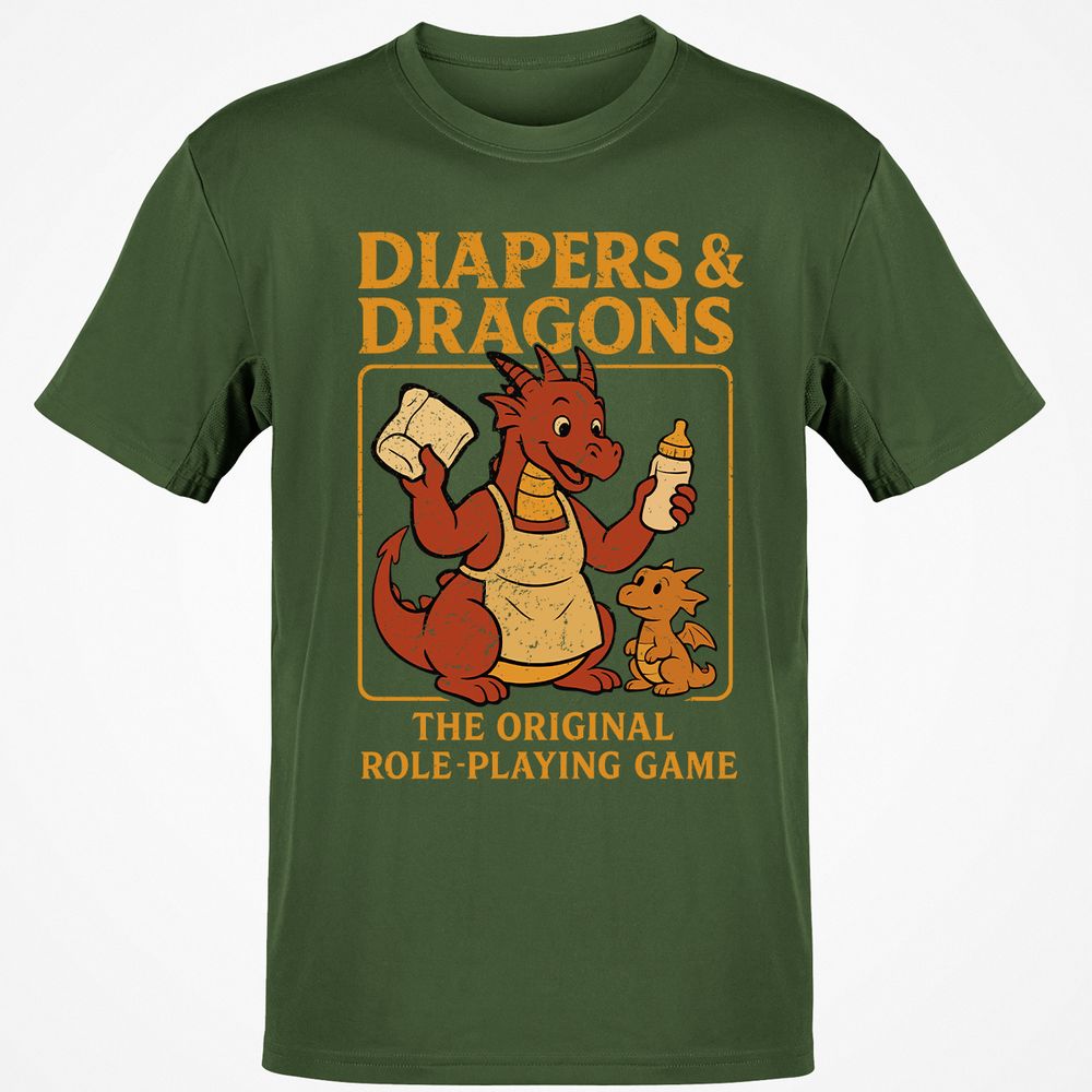 Diapers & Dragons Classic Unisex T-Shirt - Military Green - 6