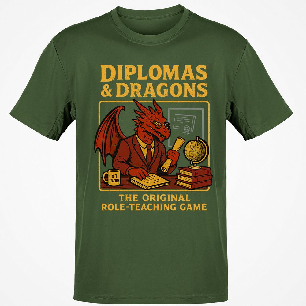 Diplomas & Dragons Classic Unisex T-Shirt - Military Green - 6