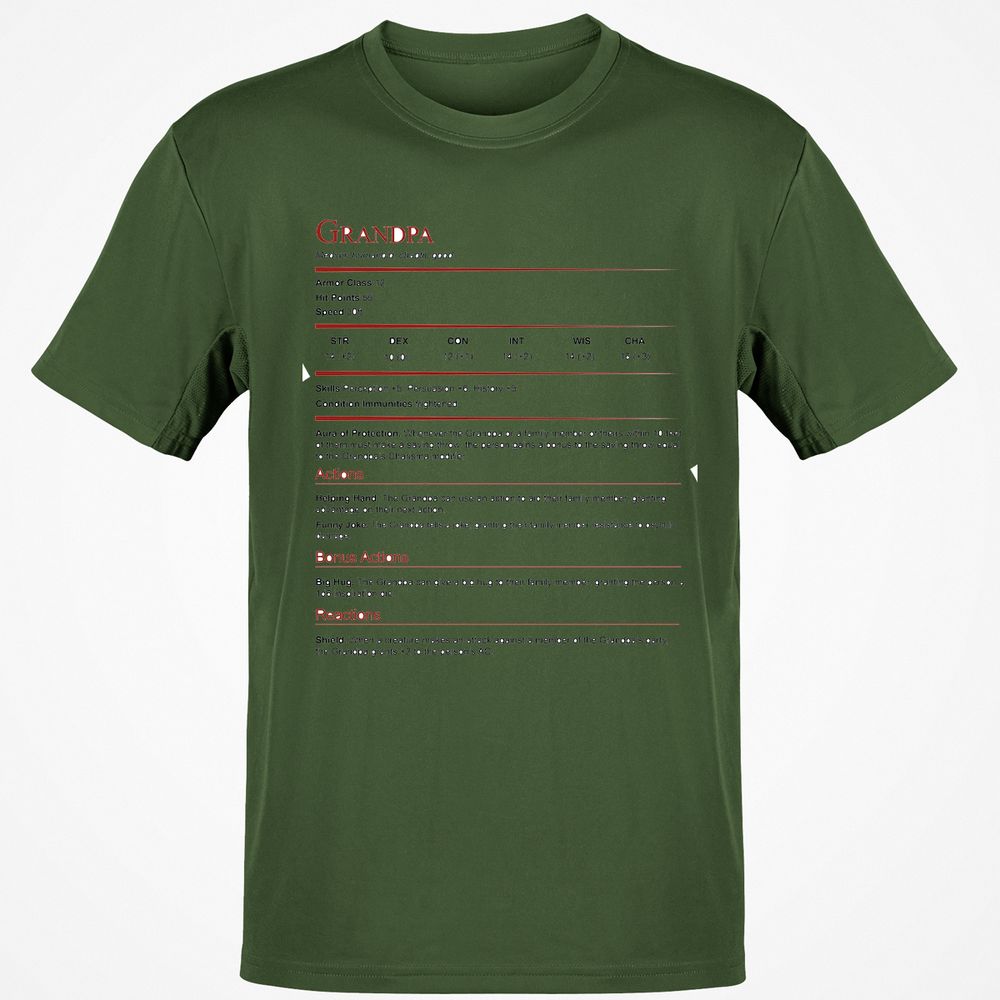 Grandpa Stat Block Classic Unisex T-Shirt - Military Green - 6