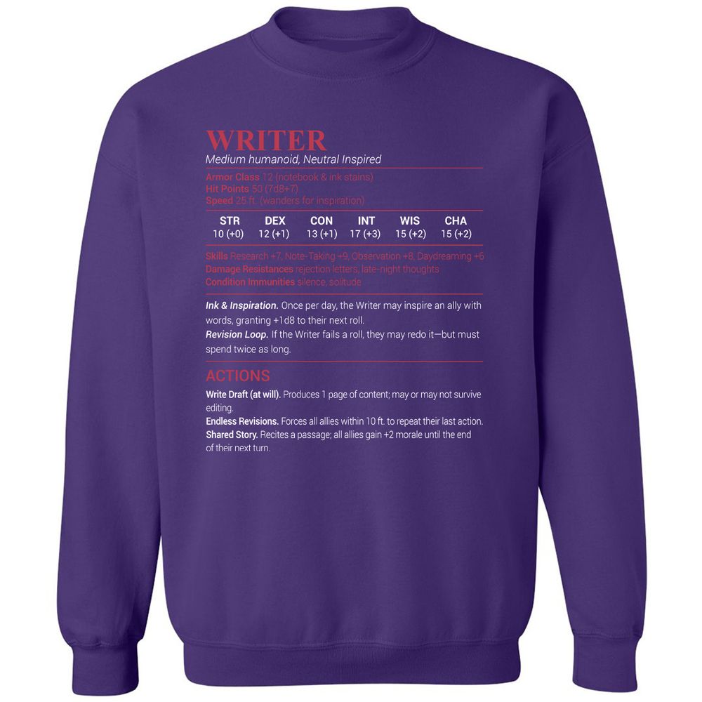 Writer Classic Unisex Sweatshirt - Purple - 6