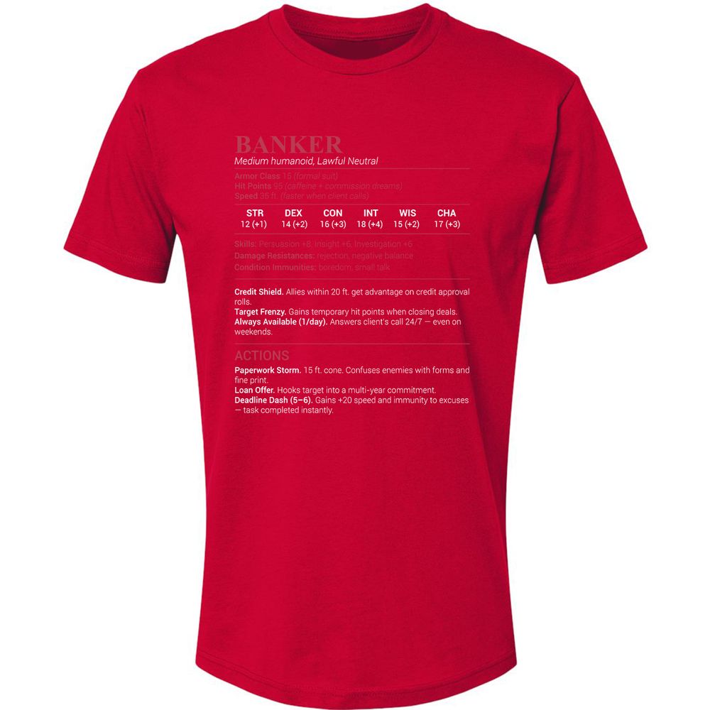 Banker Stats Premium Unisex T-Shirt - Red - 6