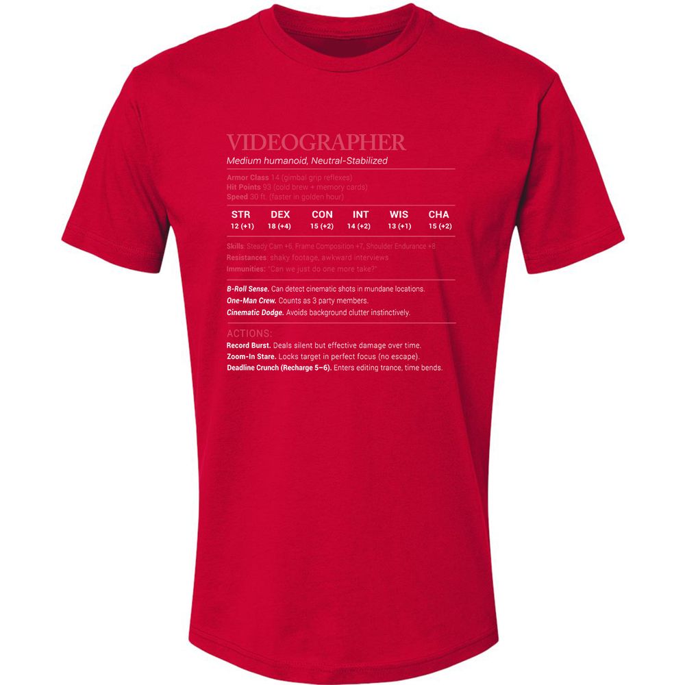Videographer Stats Premium Unisex T-Shirt - Red - 6