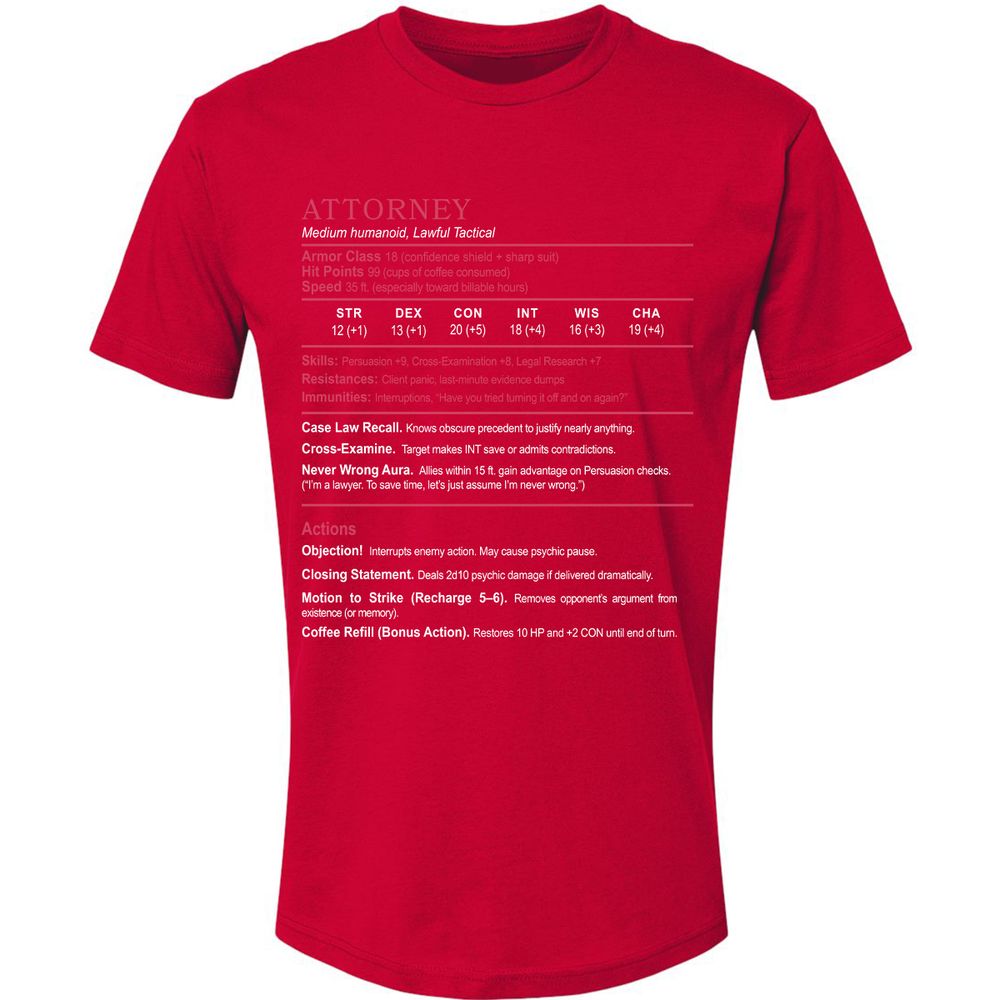 Attorney Premium Unisex T-Shirt - Red - 6