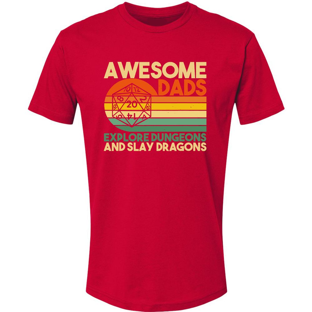 Awesome Dads Explore Dungeons Premium Unisex T-Shirt - Red - 6