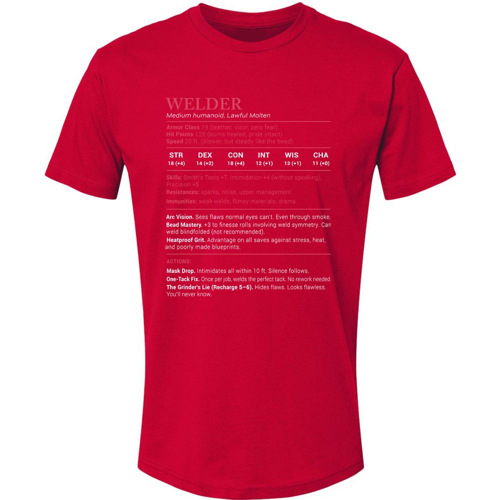 Welder Stats Premium Unisex T-Shirt - Red - 6